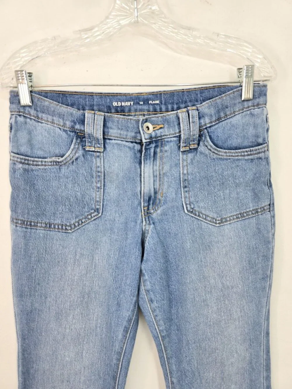 Old Navy Light Wash Flap POckets Denim Flared JEans Girls Size 14